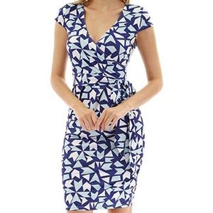 PATTYBOUTIK- XL Faux-wrap cap sleeve sheath dress